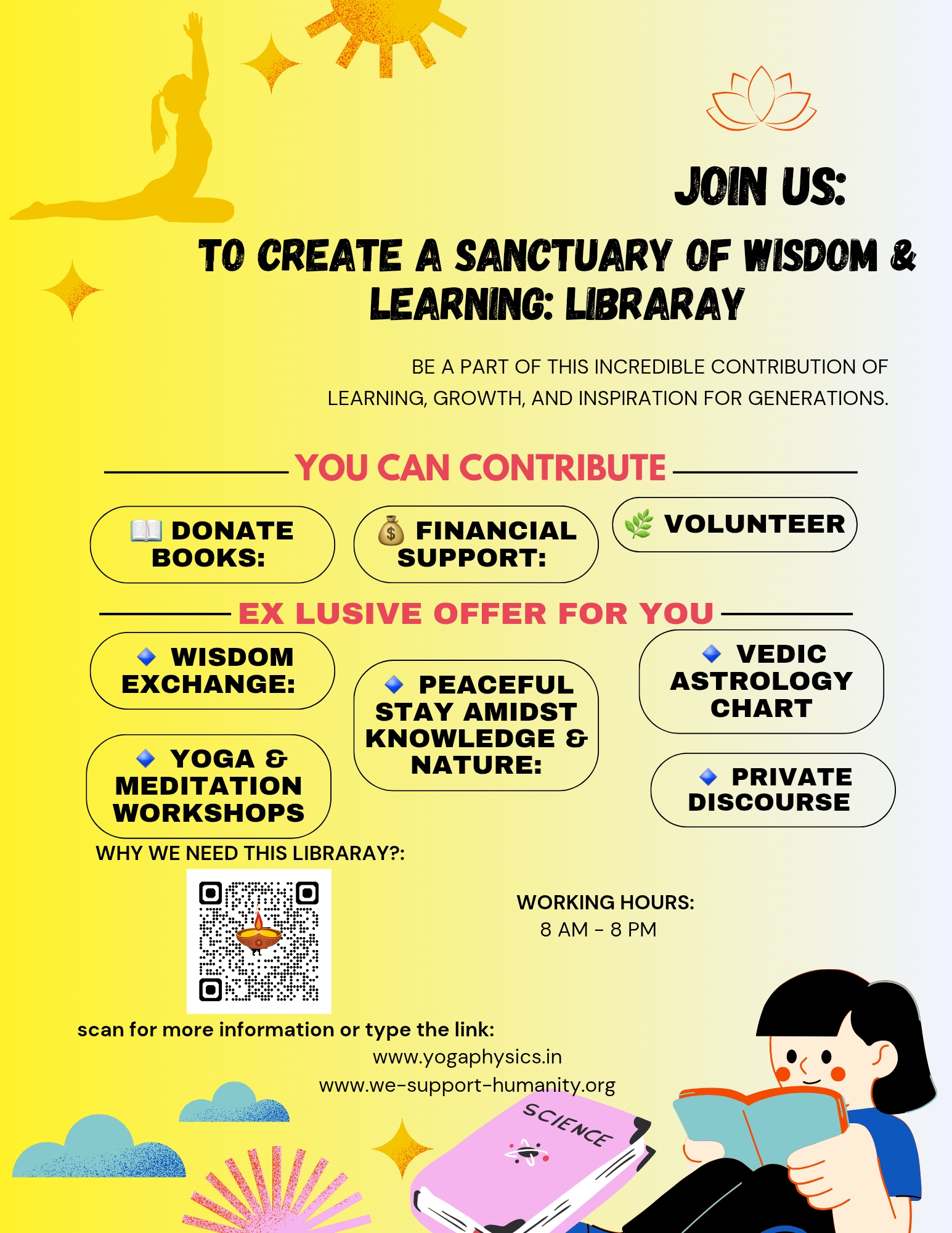 Library for yoga, ayurveda, physics, mathematics